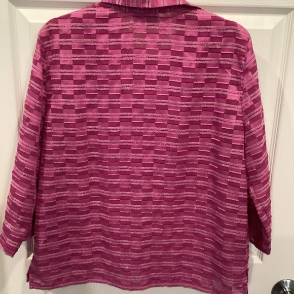 Alfred Dunner Fuchsia Textured Jacket and Top Set - Picture 5 of 8